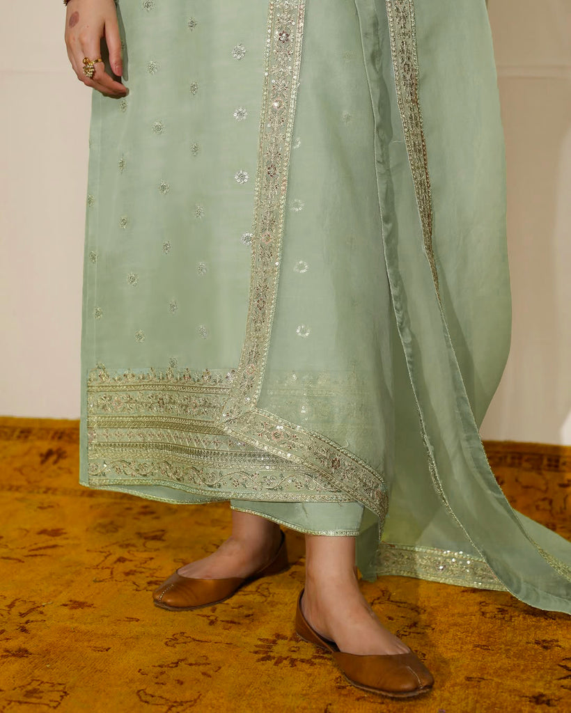 PASTEL GREEN | 3-Pcs Stitched Embroidered Outfit