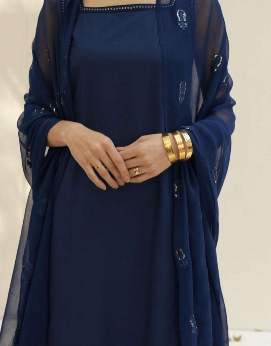 Azure Blue Full Sleeves | 3-Piece Stitched Suit