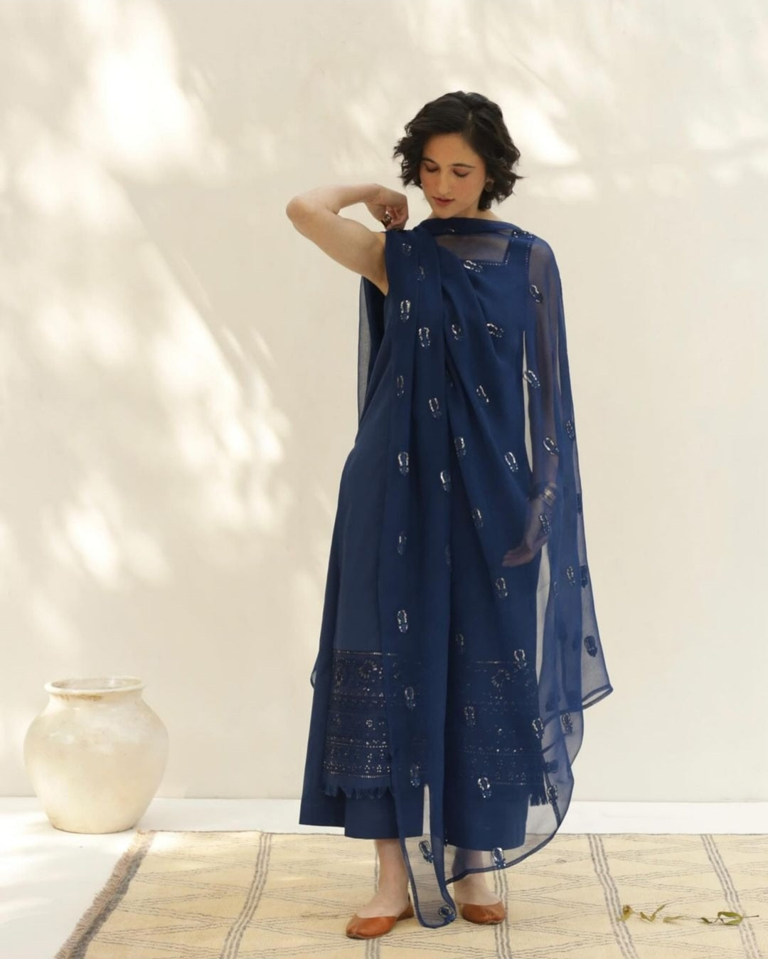 Azure Blue Full Sleeves | 3-Piece Stitched Suit