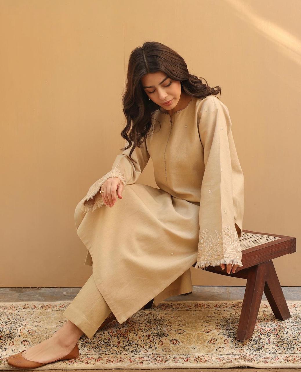 Beige Blossom - 2-Piece Stitched Suit