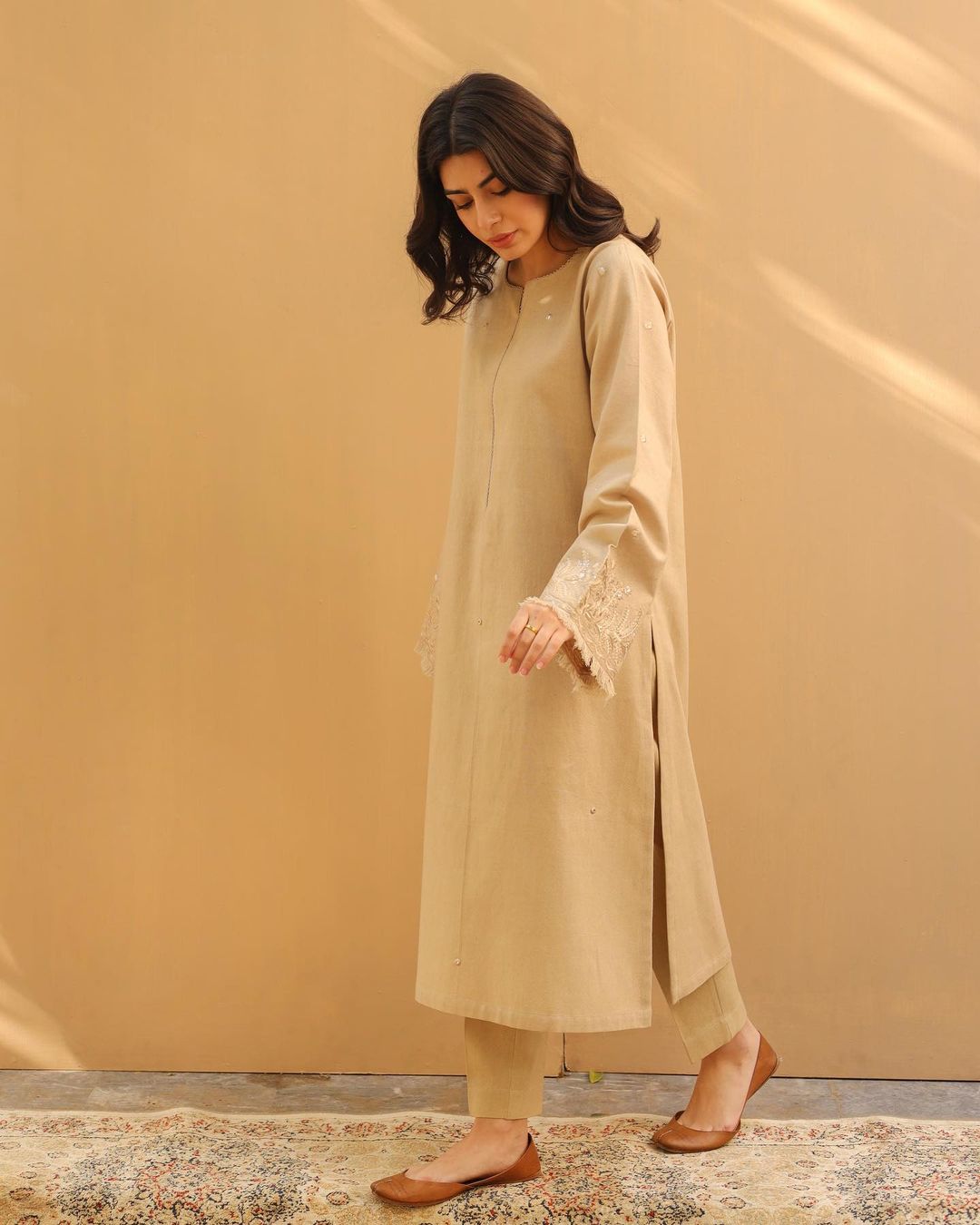 Beige Blossom - 2-Piece Stitched Suit
