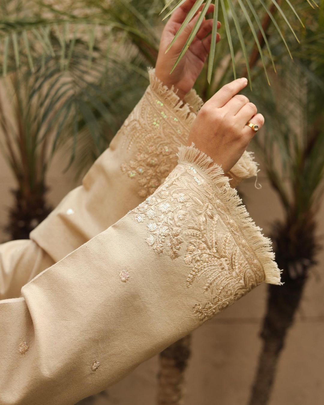 Beige Blossom - 2-Piece Stitched Suit