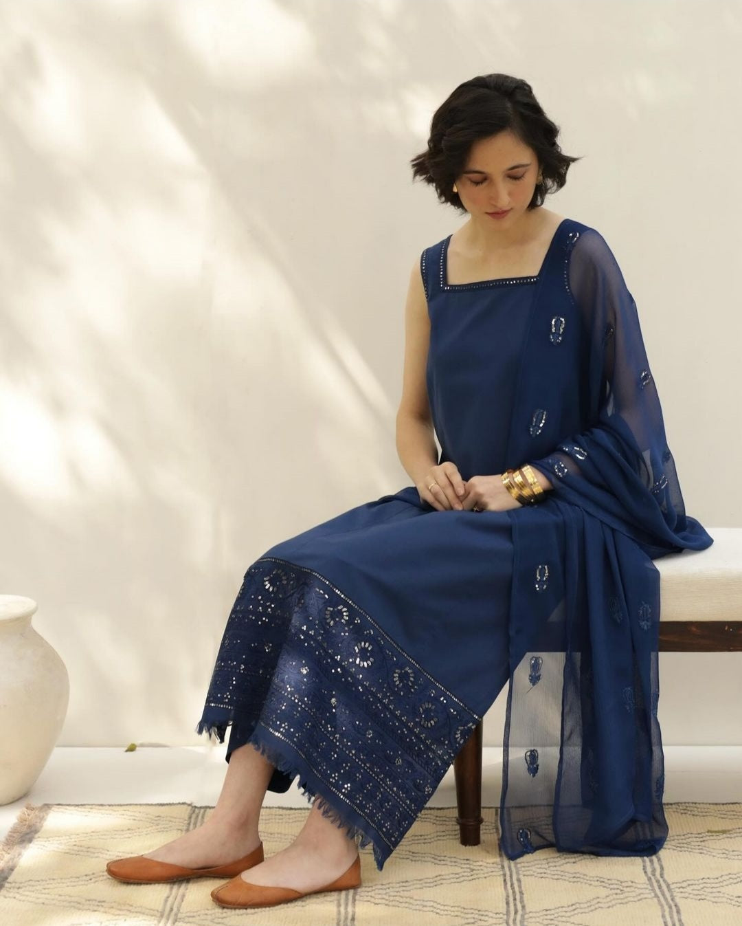 Azure Blue Full Sleeves | 3-Piece Stitched Suit