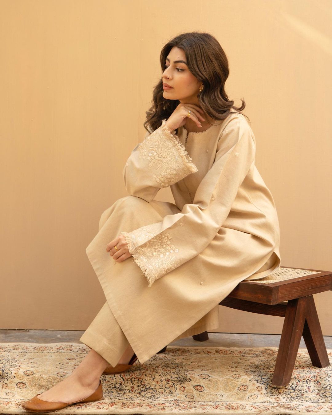 Beige Blossom - 2-Piece Stitched Suit