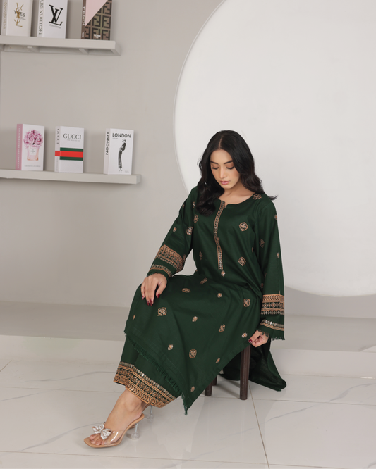 Emerald Grace | 2-Piece Khaddar Suit