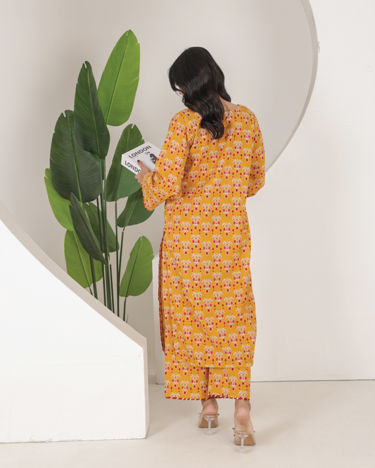 Golden Bloom Essence | 2-Piece Stitched Suit