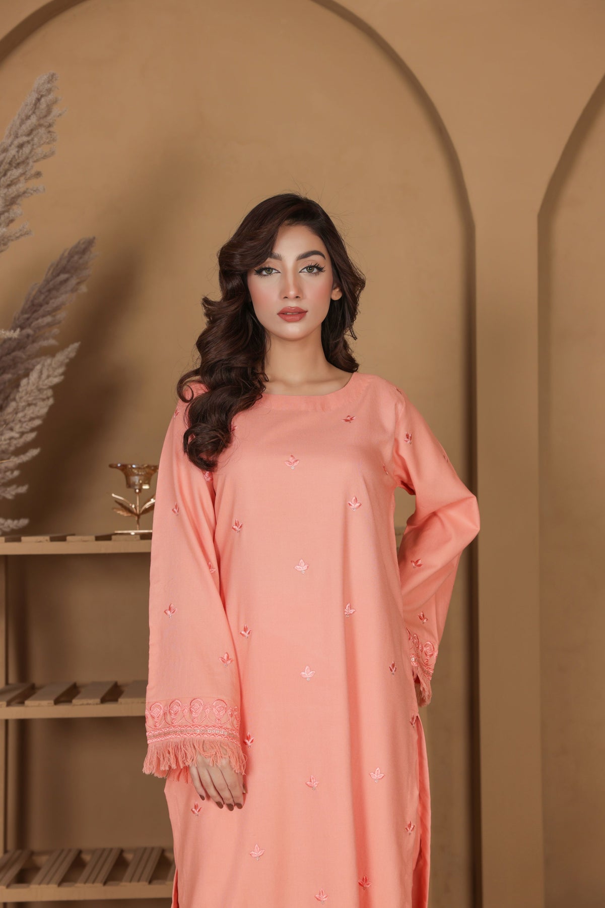 Peach Elegance | 2-Piece Stitched Suit