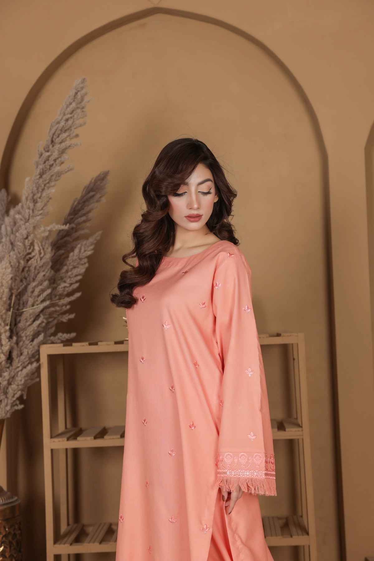 Peach Elegance | 2-Piece Stitched Suit