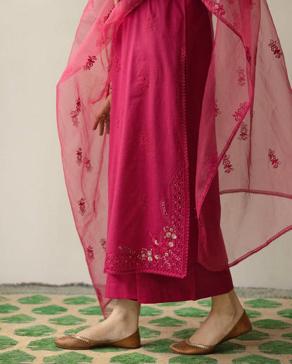 Fuchsia | 3-Pcs stitched Embroidered Outfit