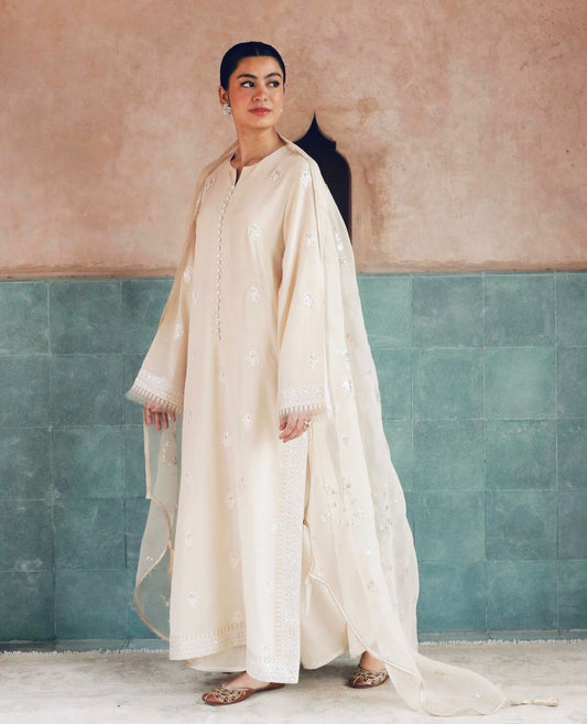 Noor-e-Eid / Ivory | 3-Piece Stitched Embroidered Outfit