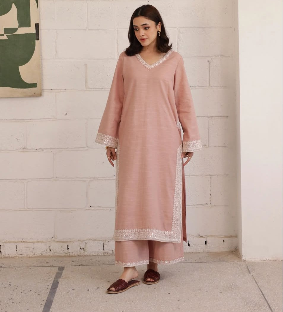 Dusty Pink | 3-PC Stitched Embroidered Outfit