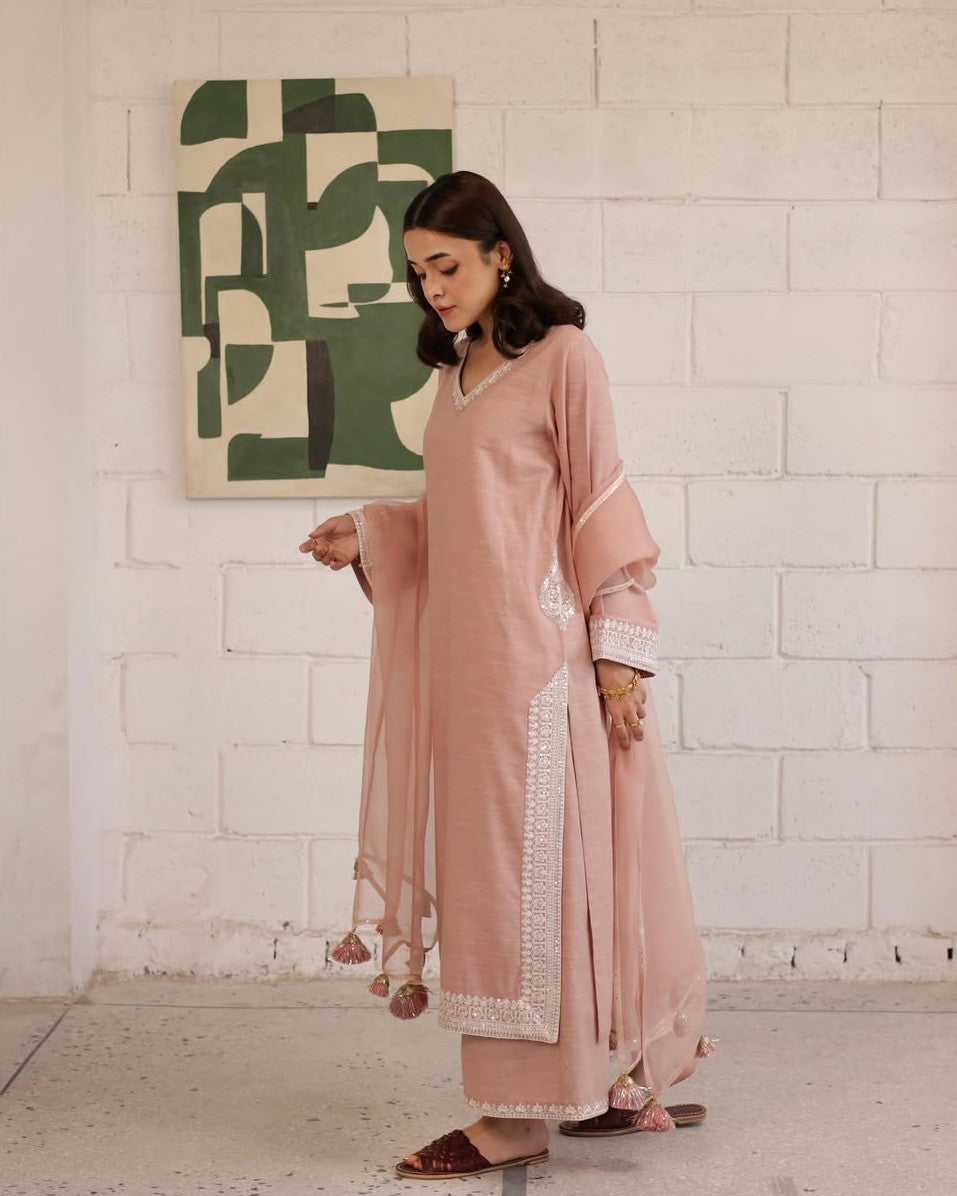 Dusty Pink | 3-PC Stitched Embroidered Outfit