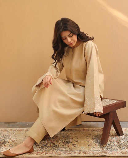 Beige Blossom - 2-Piece Stitched Suit
