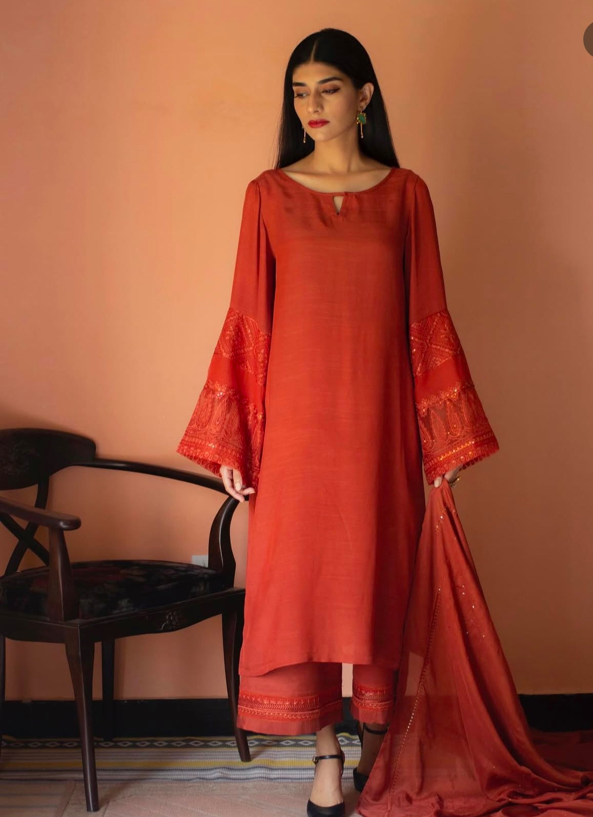 RUST | 3-pc Stitched Embroidered Outfit