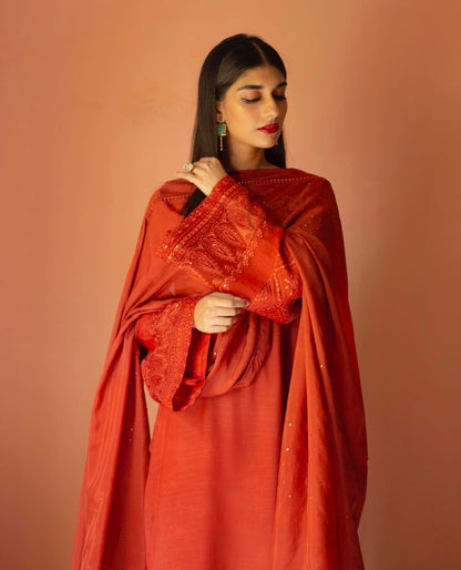 RUST | 3-pc Stitched Embroidered Outfit