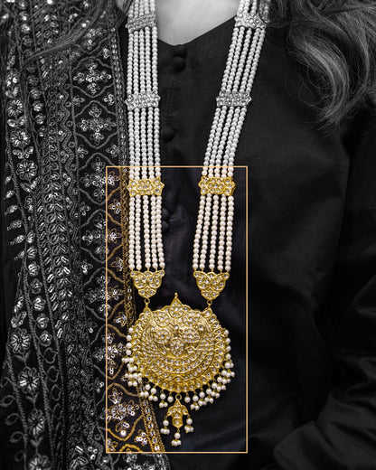 ✨ Regal Kundan English Haar with Matching Pearl Drop Earrings